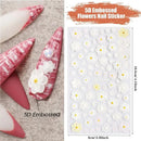 Nail Art Stickers | 3 Sheets Embossed Self-Adhesive Nail Sticker Butterfly Flower Nail Decals Nail Design Stickers French Tip Nail Stickers