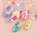 5D Embossed Cartoon Nails Art Stickers Colorful Heart Oval Simple Geometric Lines Design Kid Fun Nail Decals Manicure 2 Pcs