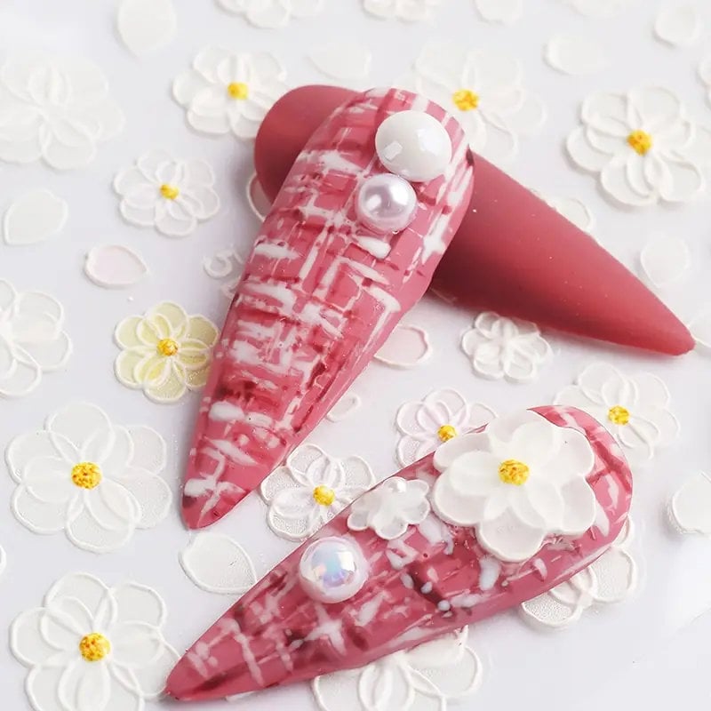 Nail Art Stickers | 3 Sheets Embossed Self-Adhesive Nail Sticker Butterfly Flower Nail Decals Nail Design Stickers French Tip Nail Stickers