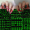 8 Sheets Nail Art Adhesive Stickers Decal Decoration 3D Luminous Nail Art Supplies Nail Decals Flame Stars Nail Art Stickers Smiley Designer