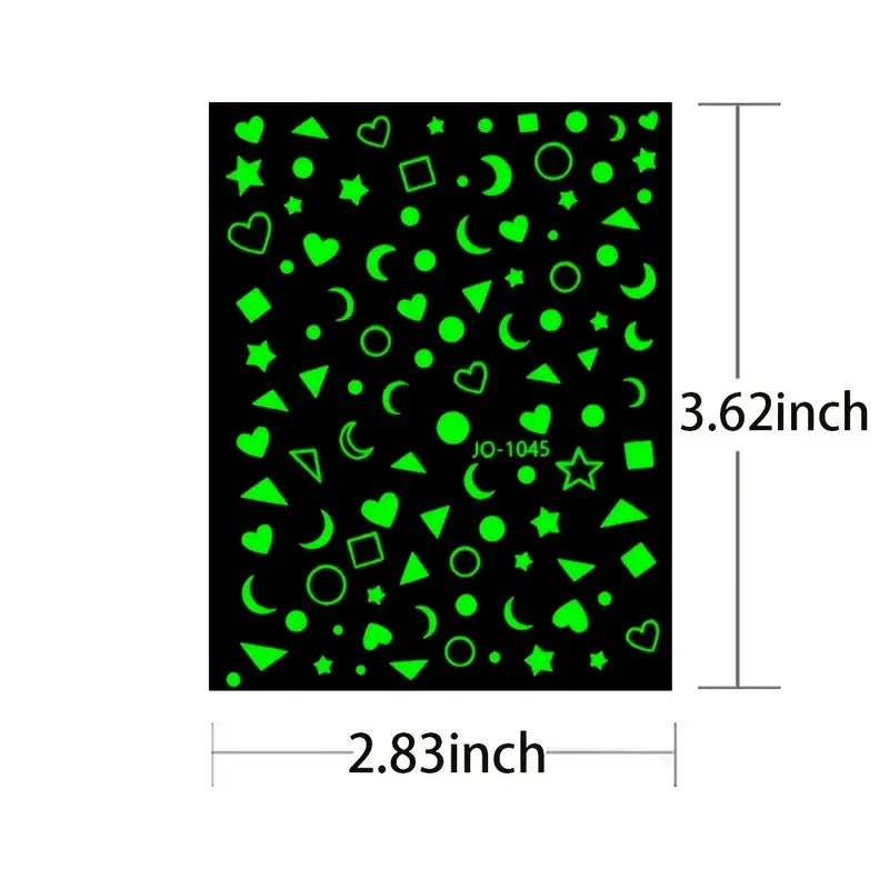 8 Sheets Nail Art Adhesive Stickers Decal Decoration 3D Luminous Nail Art Supplies Nail Decals Flame Stars Nail Art Stickers Smiley Designer