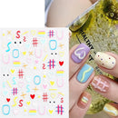 5D Embossed Cartoon Nails Art Stickers Colorful Heart Oval Simple Geometric Lines Design Kid Fun Nail Decals Manicure 2 Pcs