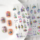 Flower Basket And Arrows 5D Nail Stickers Decoration Adhesive Nail Accessories
