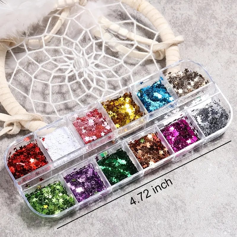 Nail Art Stickers Star Nail Glitter Sequins| 3D Nail Art Decor Holographic Stars Shape Flakes Nail Design For Women  Manicure Tips DIY Nail