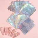 24 Sheets Nail Hollow Irregular Grid Stencil | Reusable Manicure Stickers Stamping Template | Nail Art Tools | Colorful Stylish And Popular