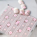 Hollow Pink Lace 5D Nail Stickers Decor Nail Art DIY Accessories