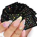 24 Pcs Colorful Fluorescence 3D Nail Art Stickers Set Flowers Slider For Girls Floral French Leaves Butterfly Foil Adhesive Decal Polish