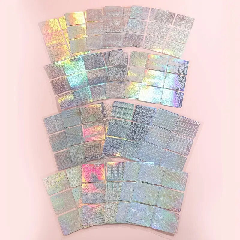 24 Sheets Nail Hollow Irregular Grid Stencil | Reusable Manicure Stickers Stamping Template | Nail Art Tools | Colorful Stylish And Popular