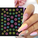 24 Pcs Colorful Fluorescence 3D Nail Art Stickers Set Flowers Slider For Girls Floral French Leaves Butterfly Foil Adhesive Decal Polish