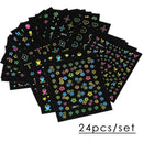 24 Pcs Colorful Fluorescence 3D Nail Art Stickers Set Flowers Slider For Girls Floral French Leaves Butterfly Foil Adhesive Decal Polish