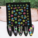 24 Pcs Colorful Fluorescence 3D Nail Art Stickers Set Flowers Slider For Girls Floral French Leaves Butterfly Foil Adhesive Decal Polish