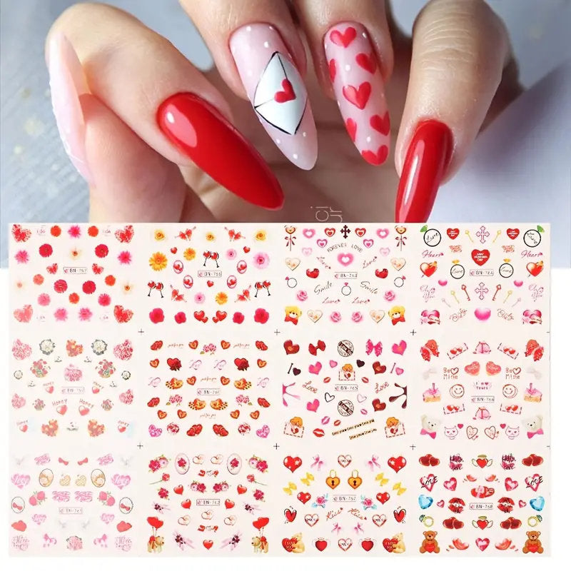 3D Nail Art Stickers Love heart Star Light Manicure Design