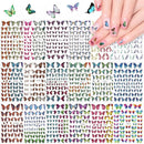 18 Sheets Butterfly Nail Art Stickers Decals | 3D Holographic Self-Adhesive Nail Decals | Colorful Laser Butterfly Nail Stickers  Butterfly
