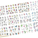 12 Pcs Geometry Flower Leaf Nail Stickers Line Graffiti Painted Colorful Slider Blooming Water Decals Manicure