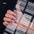 Nail Art Stickers | Embossed Stereoscopic Lace Baroque Nail Decals | Self-Adhesive White Engraved Nail Stickers