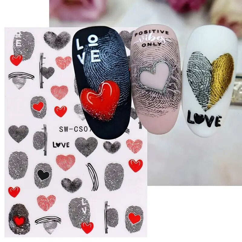 Valentine's Day Nail Art Stickers Decals | 3D Self-Adhesive Exquisite Fashion Love Design Nail Decals | Romantic Cute Valentine's Day Nail