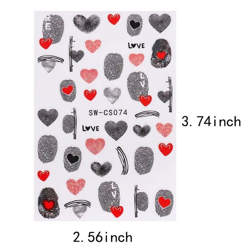 Valentine's Day Nail Art Stickers Decals | 3D Self-Adhesive Exquisite Fashion Love Design Nail Decals | Romantic Cute Valentine's Day Nail