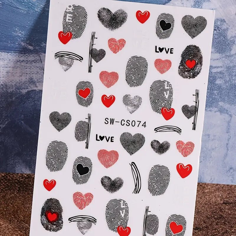 Valentine's Day Nail Art Stickers Decals | 3D Self-Adhesive Exquisite Fashion Love Design Nail Decals | Romantic Cute Valentine's Day Nail