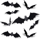 Coogam 60PCS Halloween Bats Decoration | 4 Different Sizes Realistic PVC Black 3D Scary Bat Sticker | Party Supplies Halloween