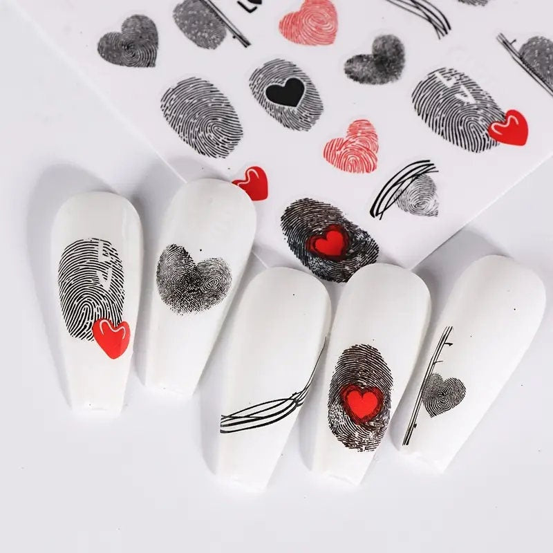 Valentine's Day Nail Art Stickers Decals | 3D Self-Adhesive Exquisite Fashion Love Design Nail Decals | Romantic Cute Valentine's Day Nail