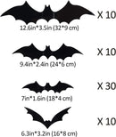 Coogam 60PCS Halloween Bats Decoration | 4 Different Sizes Realistic PVC Black 3D Scary Bat Sticker | Party Supplies Halloween