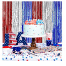 Lansian 4 Pack 4th Of July Decoration Backdrop | Red Silver Blue Foil Fringe Curtains | Door Decoration