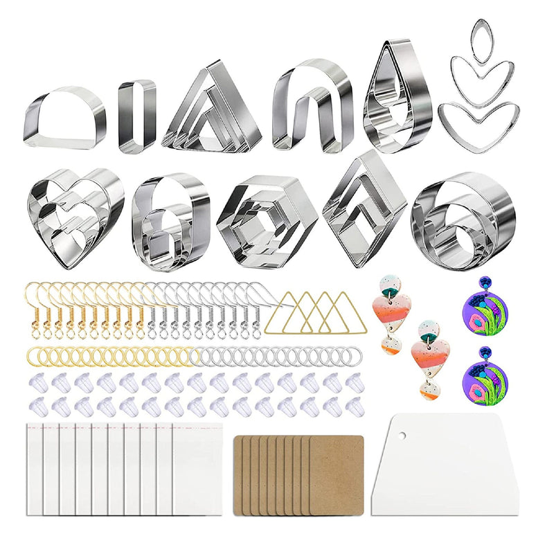 27 Polymer Clay Cutters | 12 Stainless Steel Shapes | Cutting Tools | Earring Card Molds