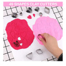 200 Shape Polymer Clay Cutter Set | 49 Shapes Clean Cut Clay Cutters With Hooks For Earring Cards
