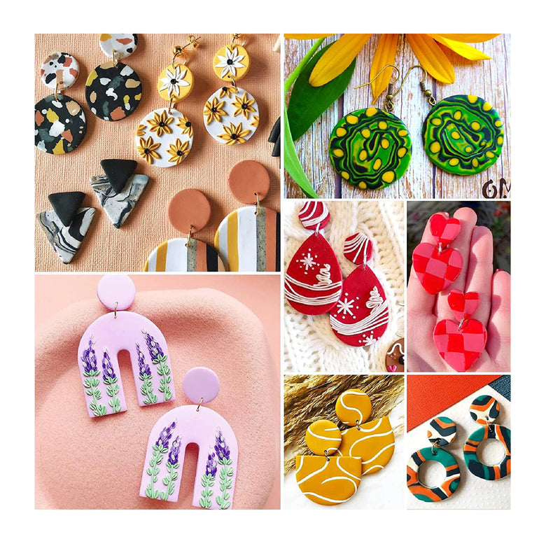 BABORUI Polymer Clay Cutters 24 Shapes Clay Earring Cutters with Cards and Earring Hooks