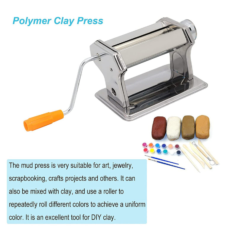 Polymer Clay Press Clay Roller Machine Steel Roller DIY Mud Press Hand Press