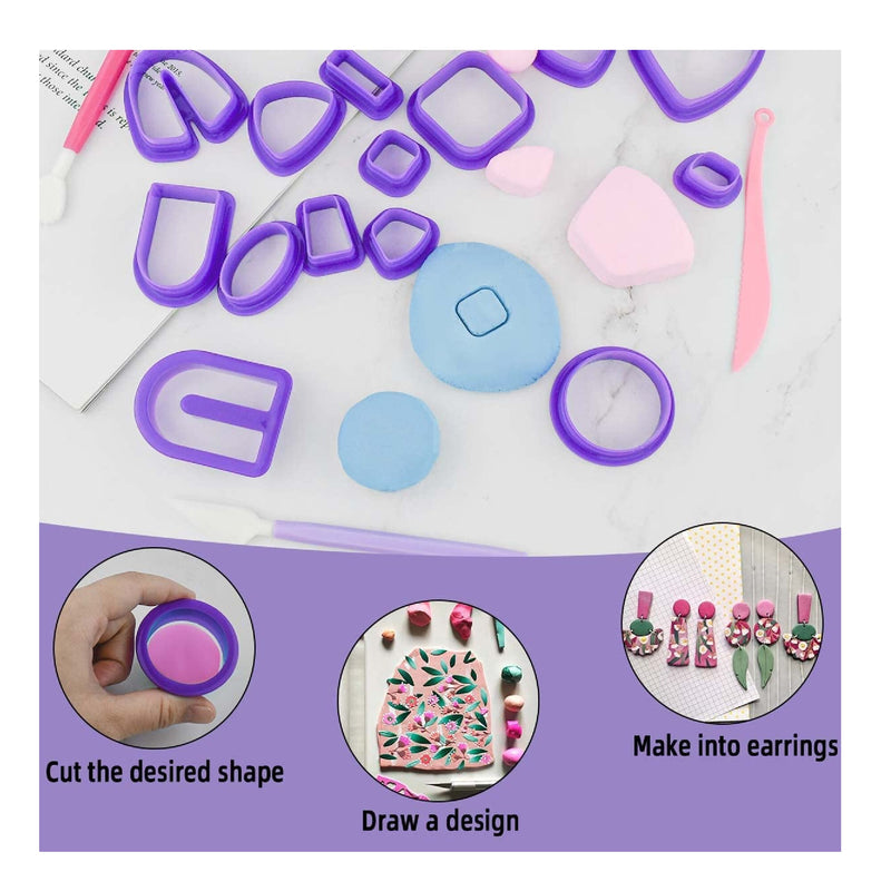 18 Plastic Polymer Clay Earring Cutters With Earring Cards | Earring Hooks