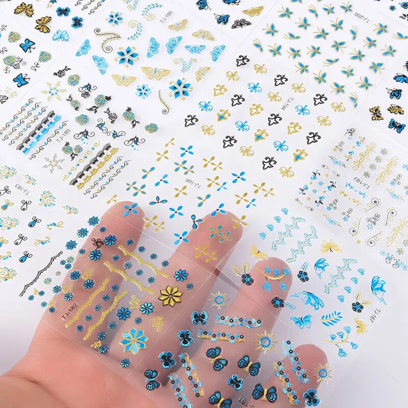 30 Pcs 3D Butterfly Bronzing Self-Adhesive Nail Stickers | Bronzing Self-Adhesive Nail Art Decal Long-lasting