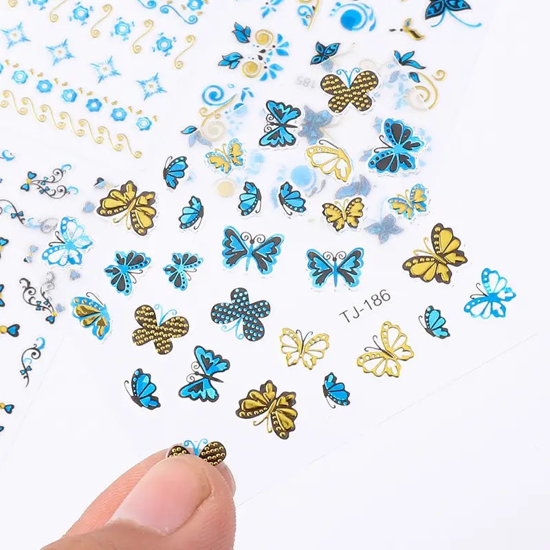 30 Pcs 3D Butterfly Bronzing Self-Adhesive Nail Stickers | Bronzing Self-Adhesive Nail Art Decal Long-lasting