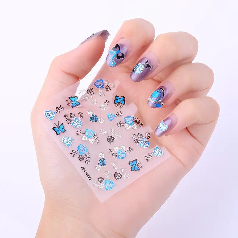 30 Pcs 3D Butterfly Bronzing Self-Adhesive Nail Stickers | Bronzing Self-Adhesive Nail Art Decal Long-lasting