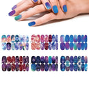 6 Sheets Vivid Color Full Wrap Nail Polish Stickers Self Adhesive Nail Decal Strips With Nail Glue For Women Girls DIY Nail Craft