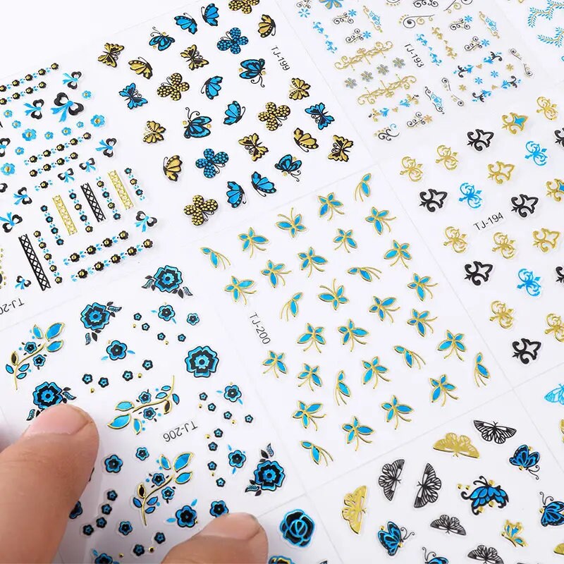 30 Pcs 3D Butterfly Bronzing Self-Adhesive Nail Stickers | Bronzing Self-Adhesive Nail Art Decal Long-lasting