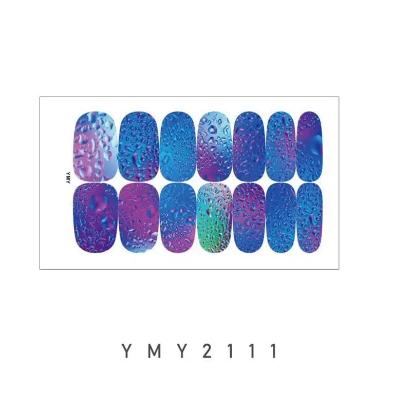 6 Sheets Vivid Color Full Wrap Nail Polish Stickers Self Adhesive Nail Decal Strips With Nail Glue For Women Girls DIY Nail Craft