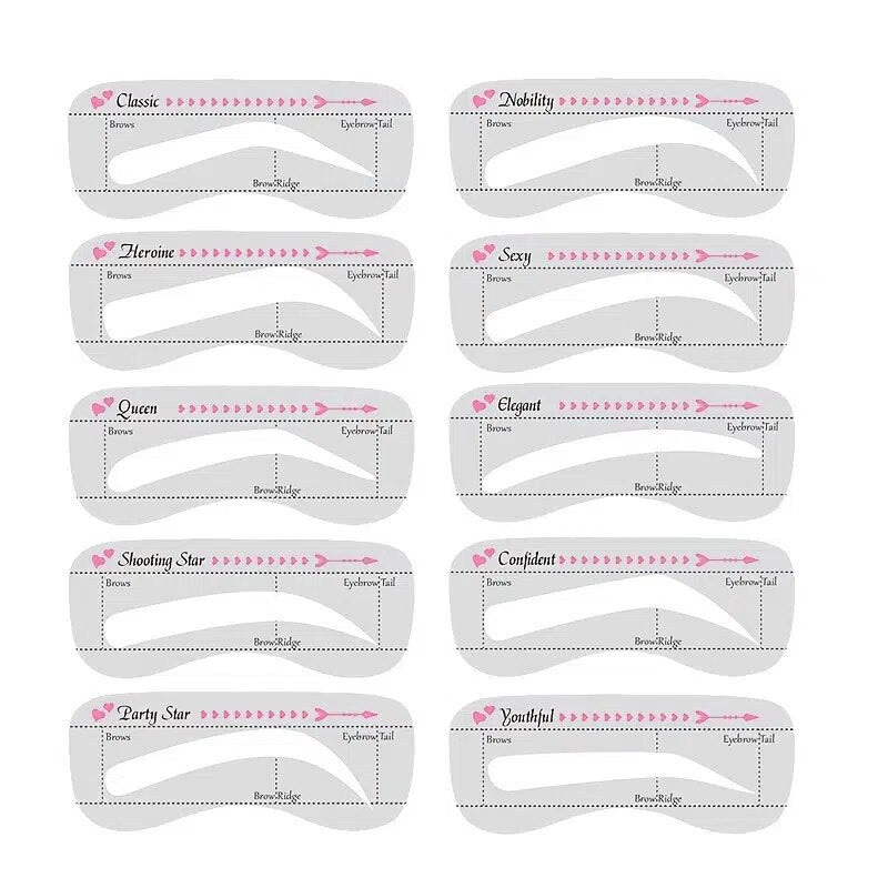 10Pcs Precisely Position Eyebrow Stencils | Attach Tightly | Professional Portable Eyebrow Shaping Stencils