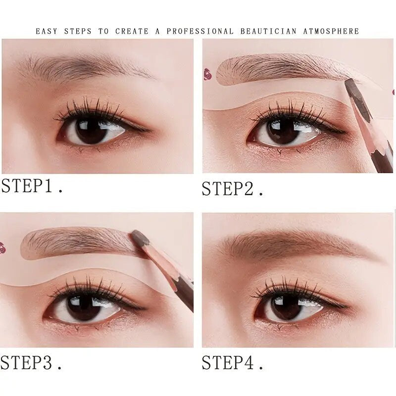 10Pcs Precisely Position Eyebrow Stencils | Attach Tightly | Professional Portable Eyebrow Shaping Stencils