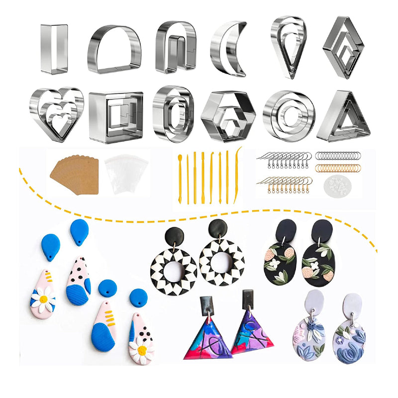 Plastic Polymer Clay Cutters Earring Making Kit Shapes Kids Molds