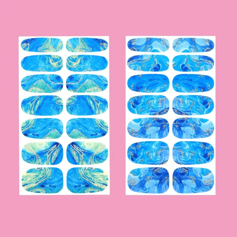 6 Sheets Full Wrap Nail Polish Stickers Self Adhesive Gradient Marble Color Nail Decal Strips For Women Girls DIY Nail Craft