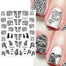2 Pcs Nail Stickers With Zebra Black Leopard Animal Nail Design Nail Slider Stickers