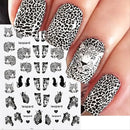 2 Pcs Nail Stickers With Zebra Black Leopard Animal Nail Design Nail Slider Stickers