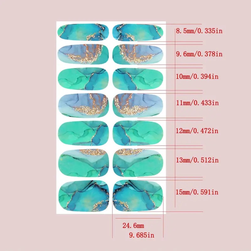 6 Sheets Full Wrap Nail Polish Stickers Self Adhesive Gradient Marble Color Nail Decal Strips For Women Girls DIY Nail Craft