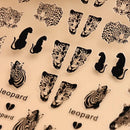 2 Pcs Nail Stickers With Zebra Black Leopard Animal Nail Design Nail Slider Stickers