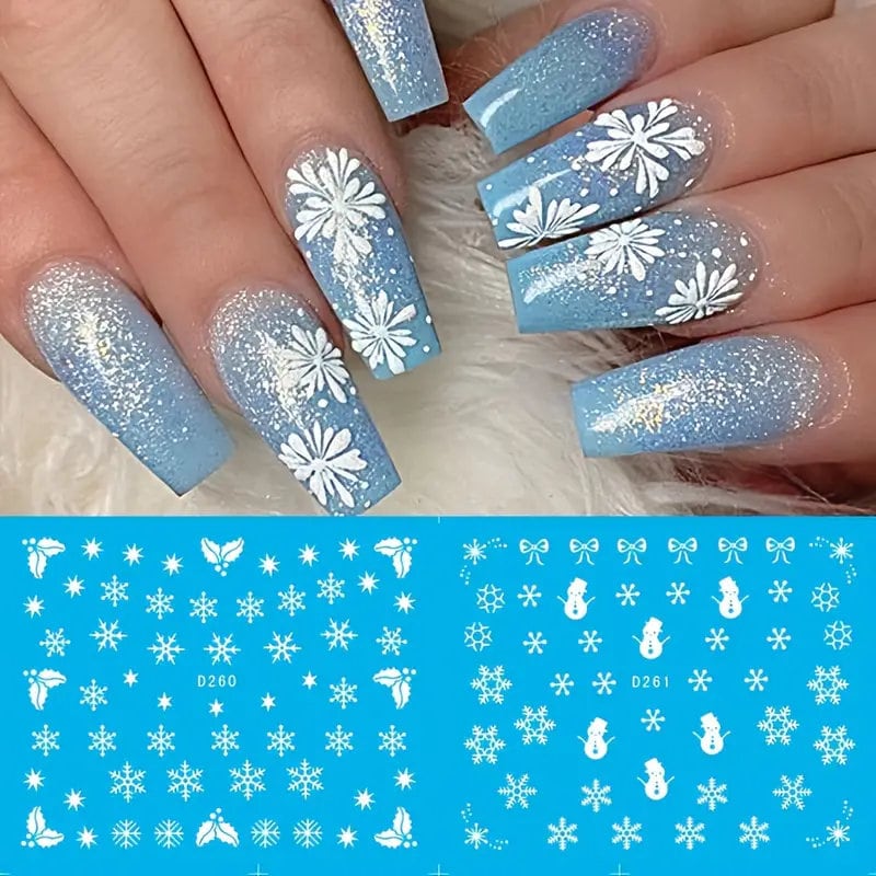 50Pcs Christmas Metal Snowflake Nail Charms Silver Nail Glitter