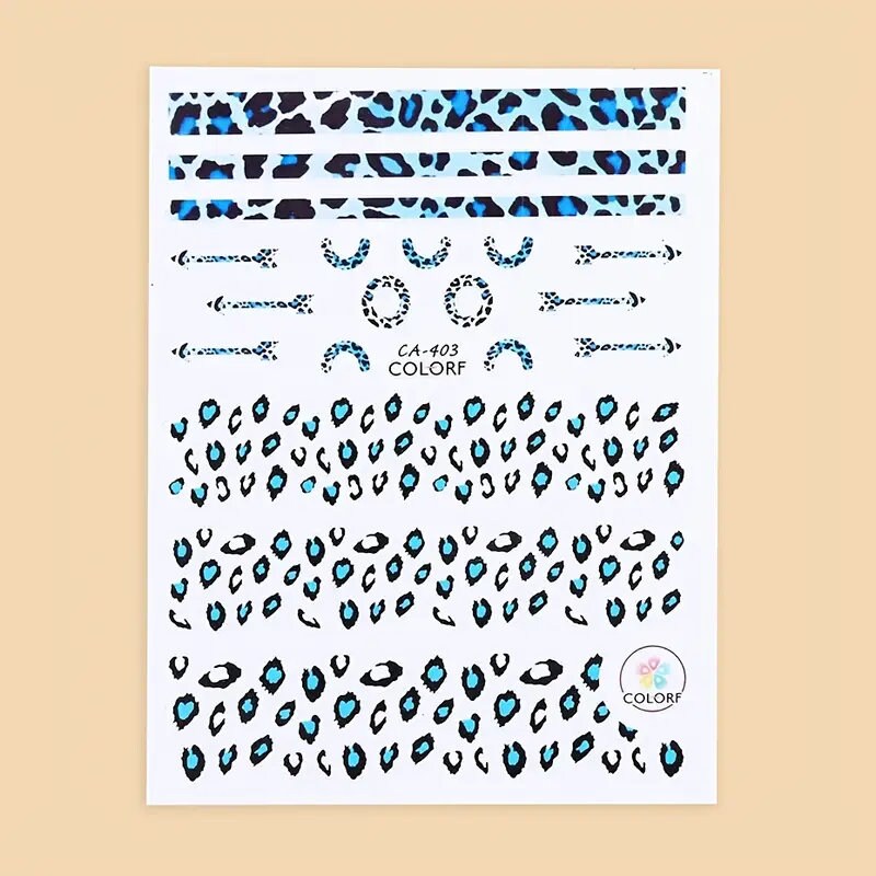3 Pcs Nail Art Stickers Leopard Heart Nail Art Design Manicure Slider Decals Decorative Nail Accessories
