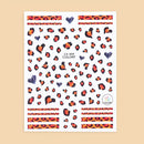 3 Pcs Nail Art Stickers Leopard Heart Nail Art Design Manicure Slider Decals Decorative Nail Accessories