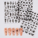 3 Pcs Nail Art Sticker 3D Self-Adhesive Nail Decals Butterfly Snake Dark Style Nail Design For Nail Salon DIY