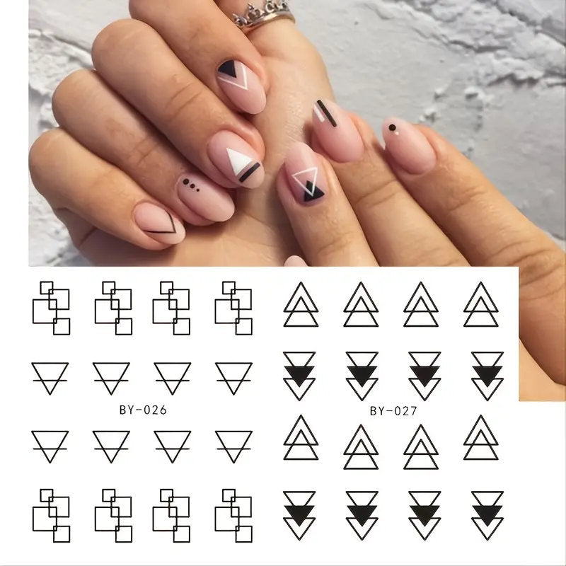 12 Pcs Devil's Eye Water Sliders For Manicure Geometric Animals French Design Nail Art Stickers Water Decals Set Eyes Geometry Polish Nail